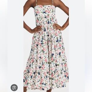 CINQ À SEPT Gavin Floral Print Tiered Cotton Maxi Dress - Papyrus Multi